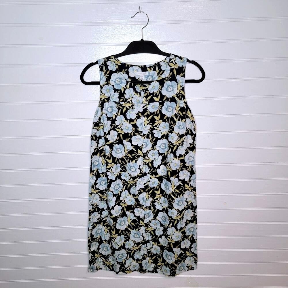 J Jill Love Linen Size XSP Petite Knee Length Floral Dress Hawaiian Coastal Prep